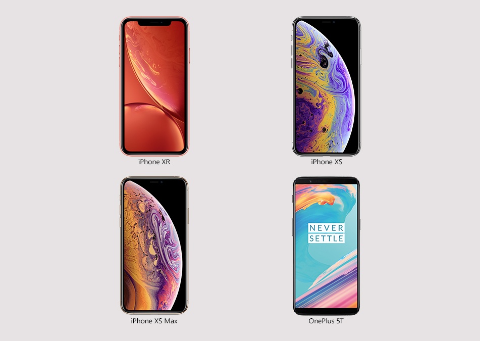 iPhone XR, iPhone XS, iPhone XS Max, OnePlus 5T in Blisk version 10.1