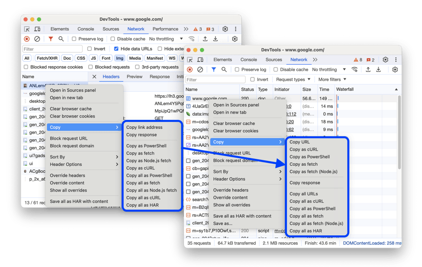 DevTools: Improved Copy submenu